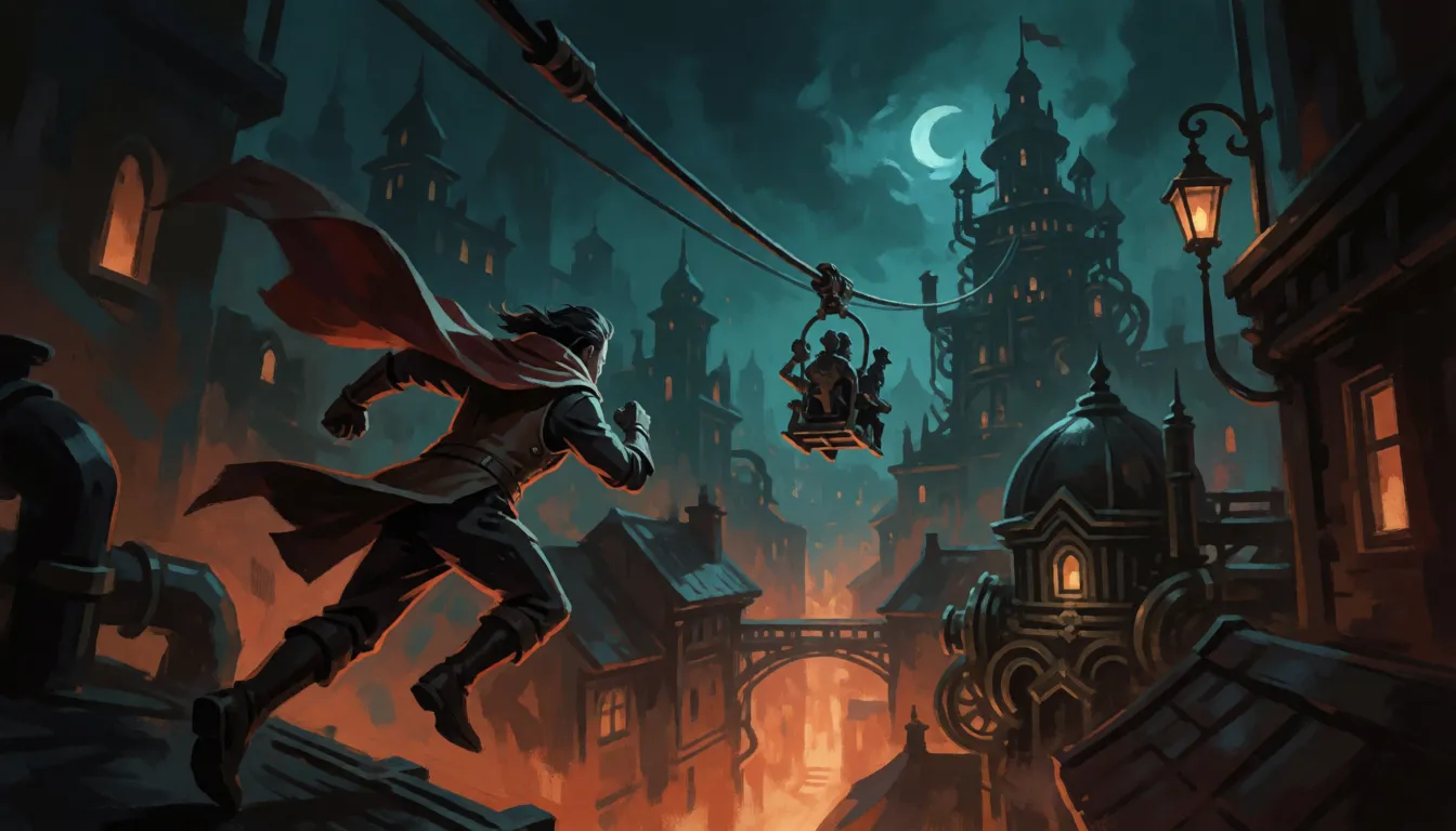 A hero mid-dash along a lane, with a zipline running overhead toward the next part of the map.