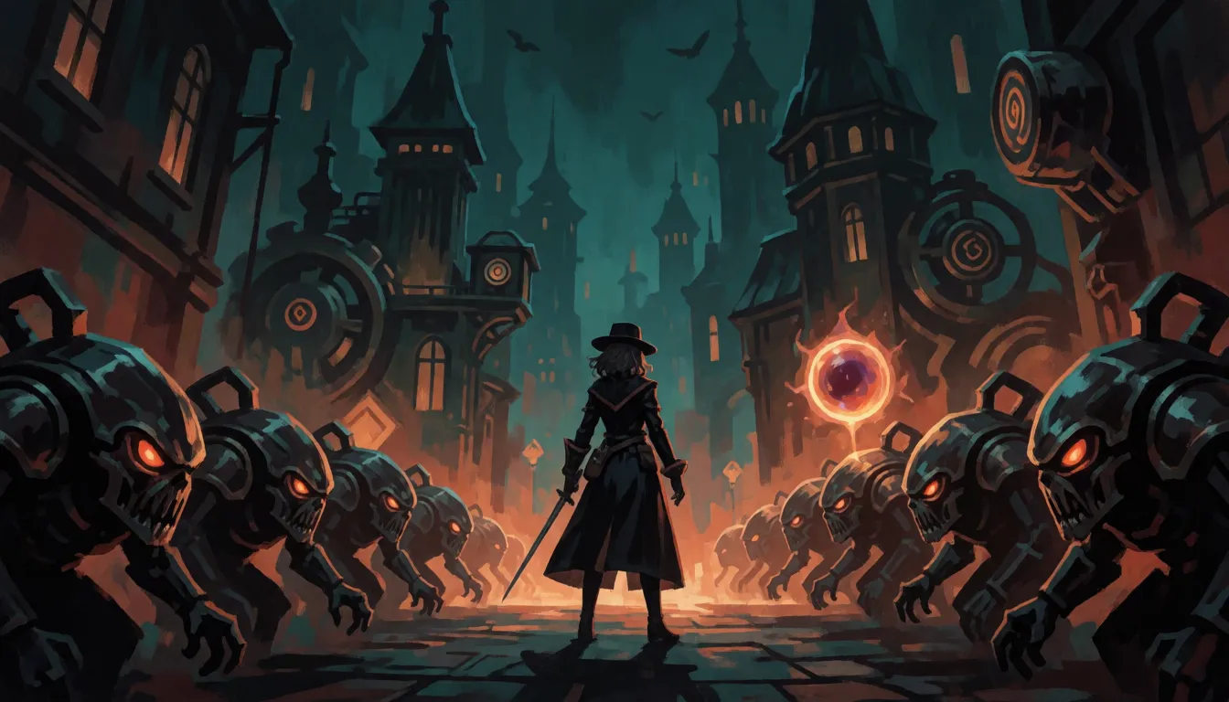 A player character standing in a lane between two rows of enemy minions, with a glowing soul orb floating over one of them